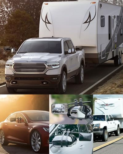 SUPAREE Caravan Mirror Car Mirror for Caravans Universal Additional Mirror Caravan Outdoor Convex Mirror Caravan 360° Rotation Adjustable for All Standard Vehicle Types (Pack of 2)