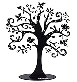 Jewelry Tree Stand Metal Jewelry Organizer Holder Display for Earrings, Bracelets, Necklaces (Black)