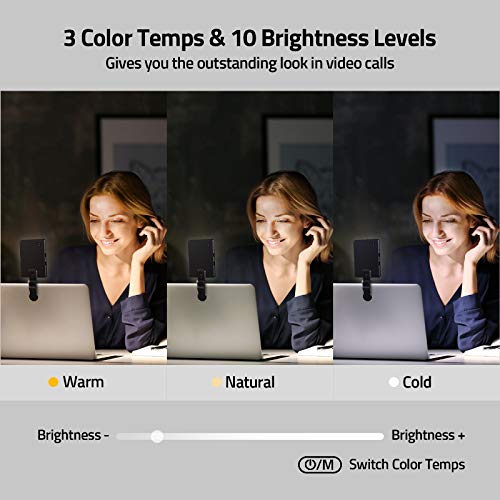TECELKS Video Conference Lighting, 10 Levels Dimmable Video Light for