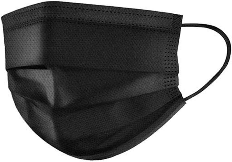 Aillvend® Pack of 100 Disposable Face Mask, Anti-Dust Mouth Cover, Breathable with Earloops, for Allergies, Pollution, Smoke, Paint, Sanitation Work, Garden, Cleaning, and Travel, Black