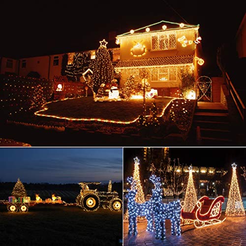[IP65 Waterproof] Christmas String Lights Outdoor, 50 LED Fairy Lights Battery Operated 16.4Ft Green Cable with 8 Modes, Timer and Memory for Xmas Tree, Halloween, Party, Wedding, Garden - 2 Pack