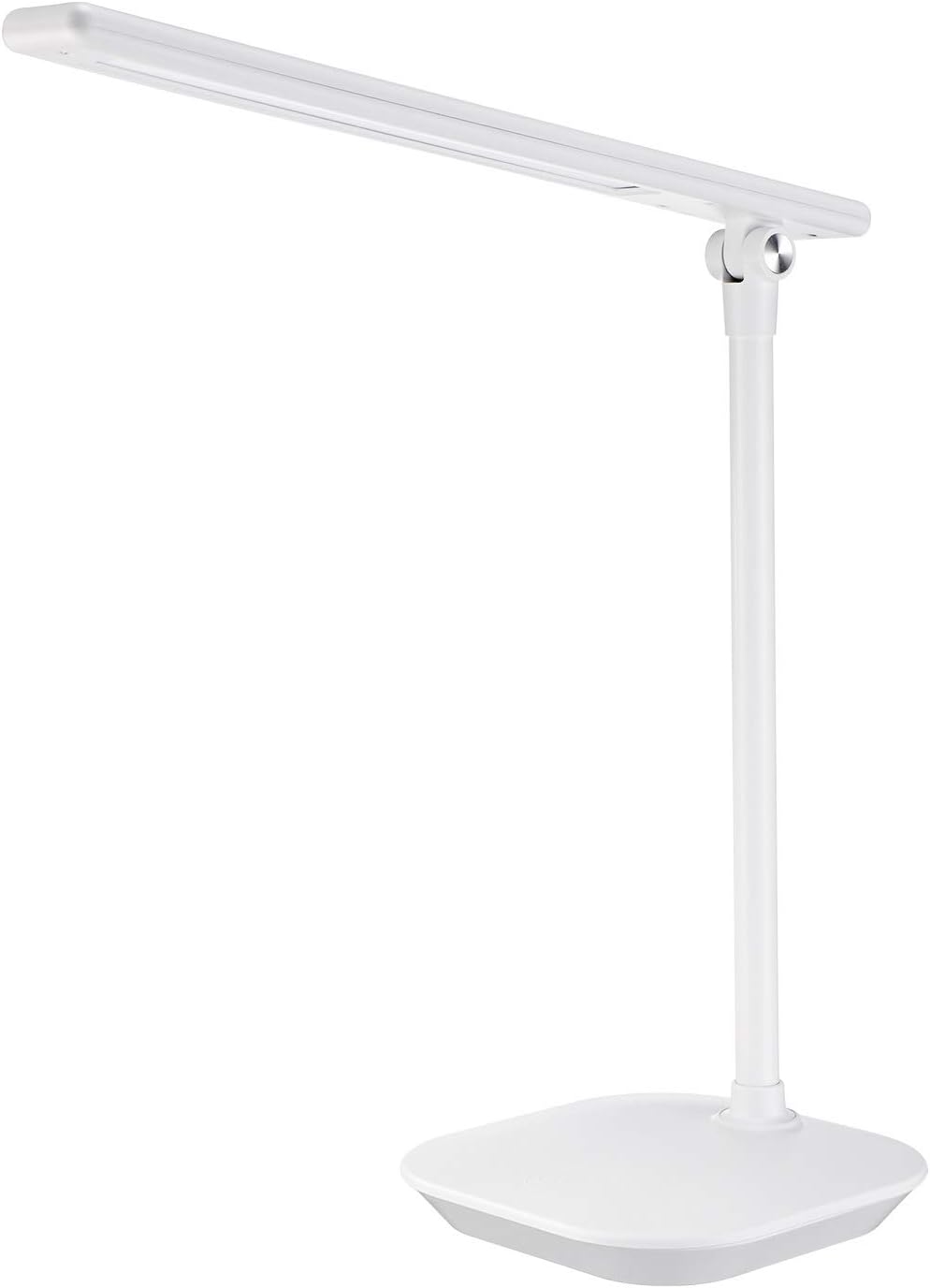 TORCHSTAR Rechargeable Dimmable LED Desk Lamp, Touch Control Table Lamp with USB Charging Port, Adjustable with Warm/Cool/Daylight, for Studying, Reading, Working, White