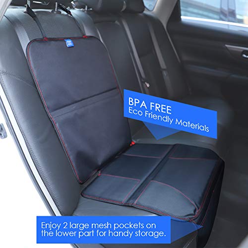 Funbliss Car Seat Protector for Pet, Baby Child Car Seats, - Auto Seat Cover Mat for Under Carseat with Thickest Padding to Protect Leather & Fabric Upholstery - Waterproof and Dirt Resistant (2 Pack)