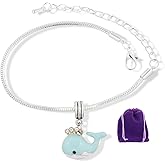 EPJ Whale with Three Rhinestones for Water Snake Chain Charm Bracelet