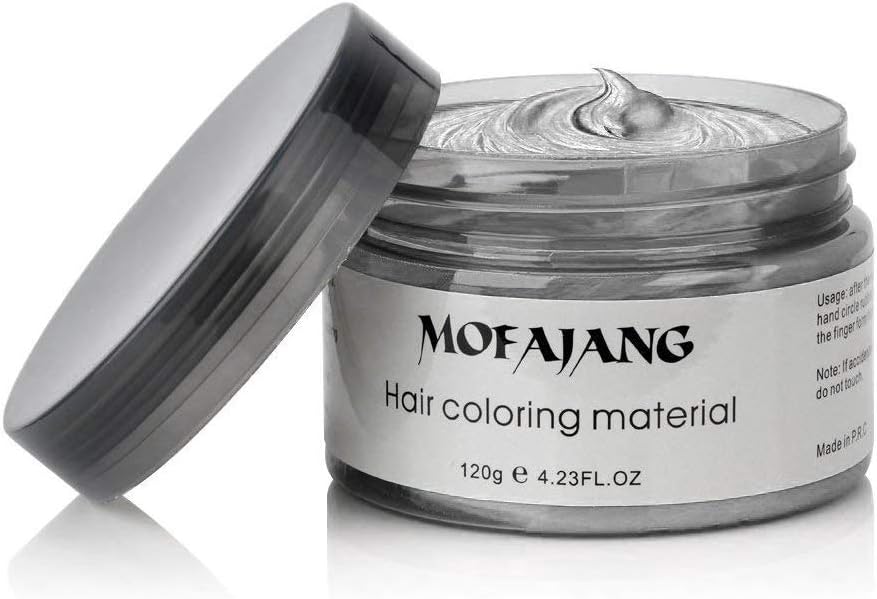 MOFAJANG Unisex Hair Wax Dye Styling Cream Mud, Upgrated Natural Hairstyle Color Pomade, Washable Temporary,Party Cosplay Daily Use - Ash Matte Grey