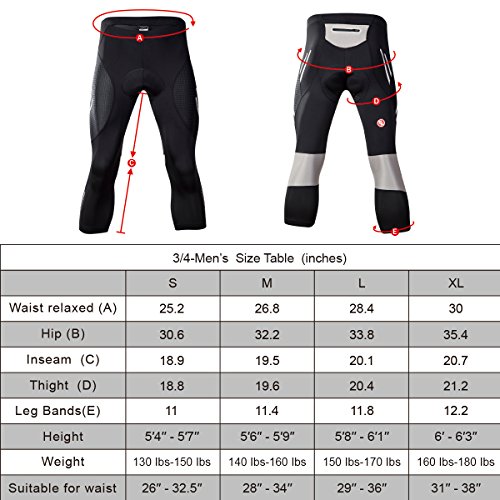 image for Eco-daily Men's 4D Padded 3/4 Cycling Compression Tights & Long Bike B