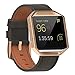 For Fitbit Blaze Bands Leather with Frame Small Large,Austrake Fitbit Blaze Band with Stainless Steel Buckle for Women Men (#6 Slate Gray Band + Rose Gold Buckle + Rose Gold Frame, Large(6.7