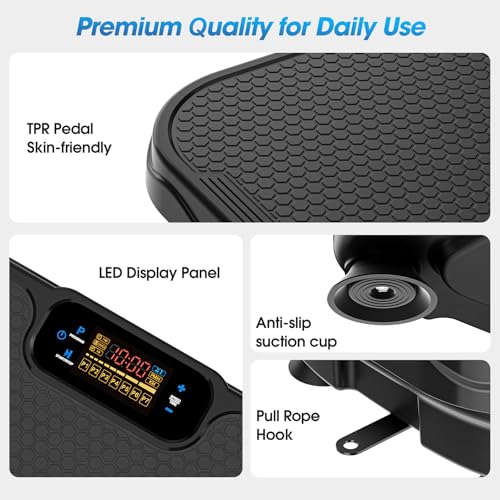 Furaso Vibration Plate Exercise Machine, Bluetooth Vibration Plate for Lymphatic Drainage Weight Loss, 200 Speed Level, 450 Lbs Capacity Vibrating Platform Workout Equipment for Home Women Men, Black
