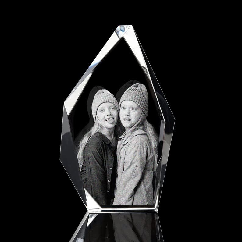 Photographs - 3D Crystal Photo, Personalized Mothers Day Gifts With Your Own Photo for Husband, Wife, Mom, Dad, Kid, 3D Laser Etched Picture, Iceberg Shaped Engraved Crystal, Custom Memorial Anniversary Couples Gifts