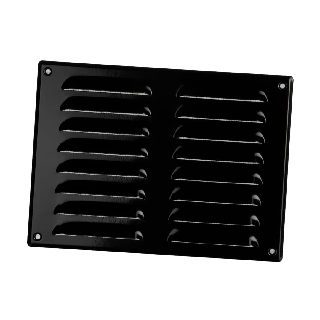 EUROPLAST 260x190mm / 10x7" inch Black Metal Air Vent Grille Cover with Insect Mesh - Ventilation Cover