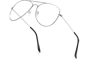 aisswzber Clear Aviator Glasses Lens Premium Classic Metal Frame Eyeglasses
