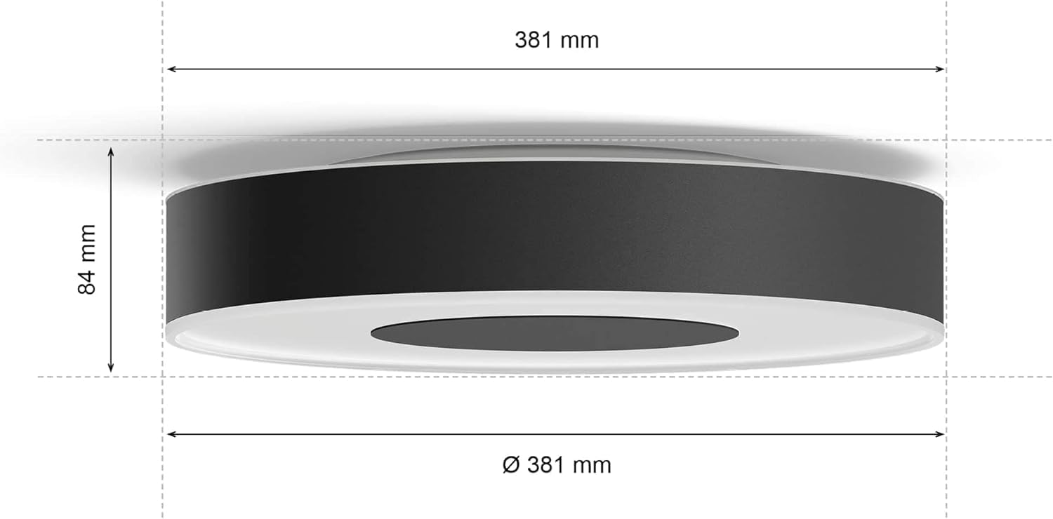 Philips Hue White & Col. Amb. Xamento Deckenleuchte, schwarz, 16 Mio. Farben, dimmbar, steuerbar via App, kompatibel mit Amazon Alexa (Echo, Echo Dot) 3