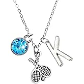 Tennis Gift, Personalized Tennis Racket Necklace with Birthstone and Initial Necklace, Custom Tennis Player Jewelry - Tennis Pendant For Women, Teens & Girls