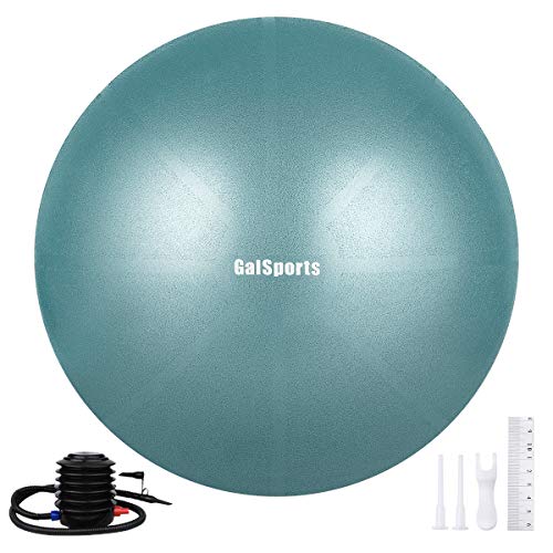 Galsports Yoga Stability Ball (Multiple Colors) for Balance, Exercise Ball for Fitness & Birthing, Anti-Burst Stability Ball with Quick Pump for Ball Chair, Core Strength (Charcoal Blue, XL (68-75cm))