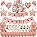 Rose Gold Birthday Decorations,MMTX Happy Birthday Banner Bunting for Girls and Women with 32 Latex Balloons 12 Confetti Balloons Foil Balloons Party Supplies