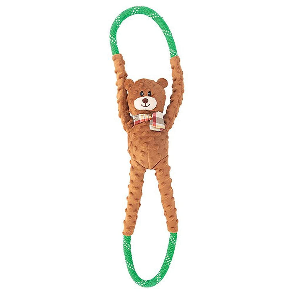 Zippy Paws Ropetugz Bear Game Dog Toy – Interactive Rope Toy with Squeaky Bear – Fun Tug-of-War and Chew Toy for Dogs