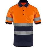 SMASYS Safety Polo Shirt- Reflective Construction Hi-viz Work Wear t Shirts with Pockets for Women and Men