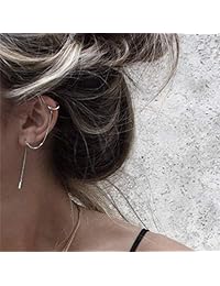 SLUYNZ 925 Sterling Silver Cuff Chain Earrings Wrap Tassel Earrings for Women Crawler Earrings