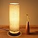 aooshine Bedside Table Lamp, Minimalist Solid Wood Table Lamp Bedside Desk Lamp, Round Simple Desk Lamp, Nightstand Lamp with Adjustable Fabric Shade