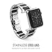MoKo Compatible Band Replacement for Apple Watch 42mm 44mm Series 4/3/2/1, Stainless Steel Ceramics Link Replacement Strap Bracelet with Butterfly Buckle Clasp - Black (Not Fit iWatch 38mm 40mm)