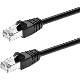 Ripakiya Cat 6A STP Ethernet Cable - Carbon Black, 10 Feet, Gold Plated Flexboot Snagless 550MHz Patch Cable