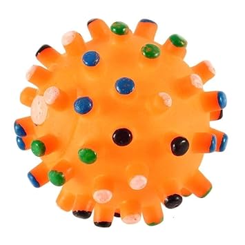 Foodie Puppies - Chew Rubber Spike Squeaker Sound Ball Toy for Small to Medium Pets - Color May Vary