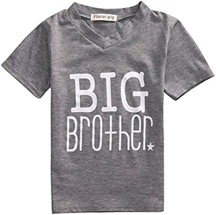 Toddler Boys Big Brother V Neck Grey T Shirt Little Brother White Baby Bodysuits