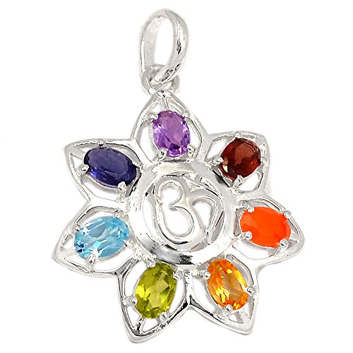 Xtremegems Lotus Flower Om Aum Healing Chakra 925 Sterling Silver Pendant Jewelry 1 1/2 AAACP177