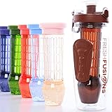 Fresh Fusions Fruit Infuser Water Bottle 32 oz Infusion Water Bottle For Sports Hydration - Comes With Insulated Sleeve + Bonus eBook w/ 25 Healthy Recipes - Now With New Freezer Ball