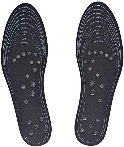 MindInSole Acupressure Magnetic Insoles Massage Foot Therapy Reflexology Pain Relief for Feet Can be Cut Fits Men and Women 1 Pair (Black)