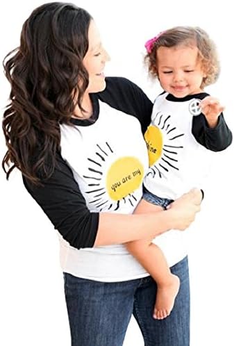 Appoi Mom&Me Baby Mother Matching Blouse Toddler Letter Print Long Sleeve Tops T-Shirt Family Outfit Clothes