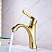 Senlesen Single Handle Hole Deck Mounted Bathroom Sink Faucet Hot Cold Water Tap Gold Finish