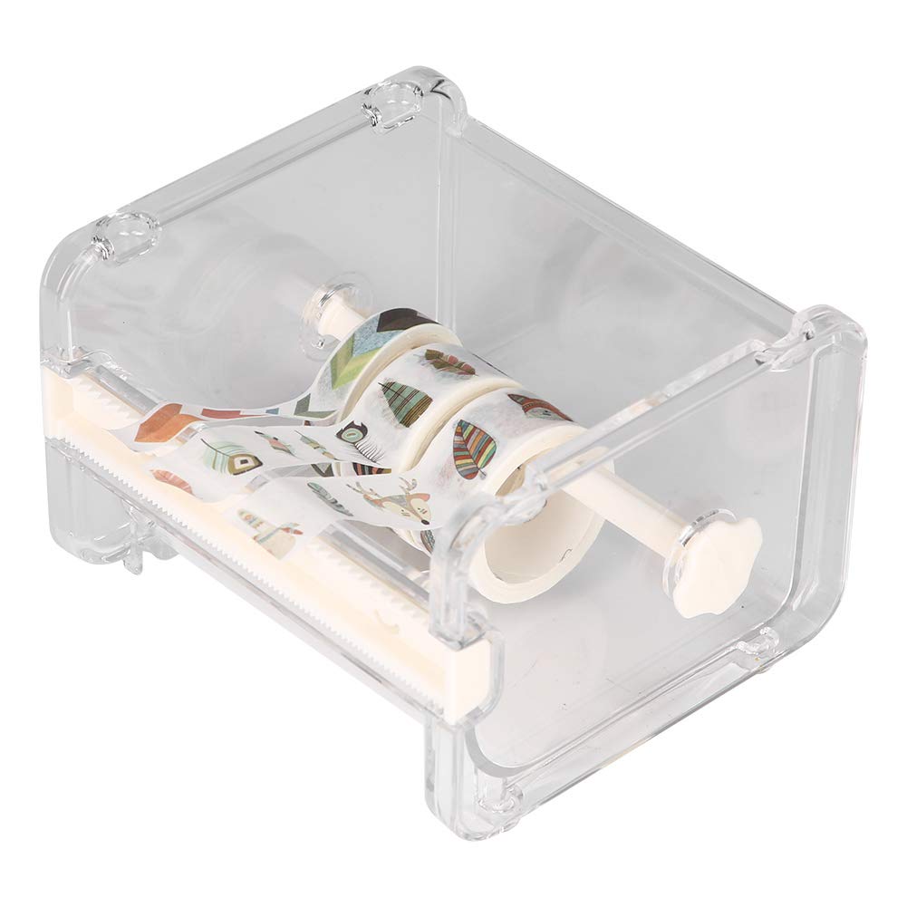 Washi Tape Dispenser Transparent Roll Tape Holder Office School Supplies Office Supplies for Washi Masking Tape DIY Stickers Office (Tapes Not Included)(White)