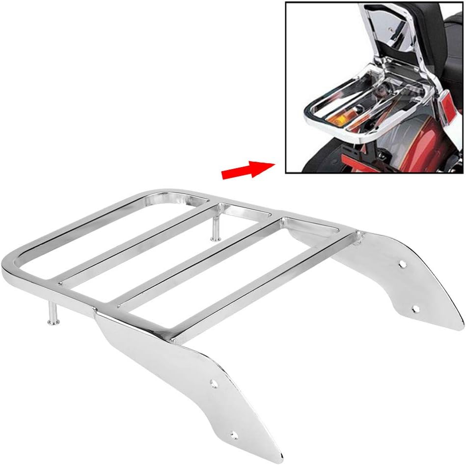 KIMISS Motorcycle Rear Luggage Rack,Metal Materials Motorcycle Rear Sissy Bar Luggage Rack Mounting Carrier Pak Pack for VT750 C2 1997-2003 Chrome Silver - Image 5