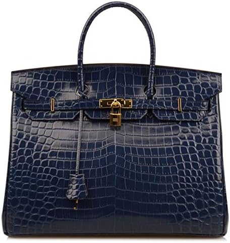 Ainifeel 40cm Oversized Patent Leather Padlock Handbag Laptop Purse Business Handbags