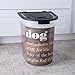 Paw Prints, Wood Grain 26lb Plastic Rolling Pet Food Bin, Design