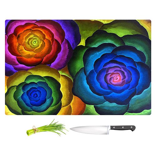DiaNoche Designs Cutting Boards from DiaNoche Designs by Jennifer Baird – Joyous Flowers IV Unique Kitchen Slicing Dicing Bar Artistic Decorative, Large 15″ x 11″, Not Applicable