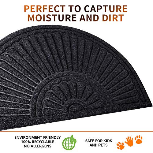 image for Mibao Half Round Door Mat, Non-Slip Welcome Entrance Way Rug, Durable 