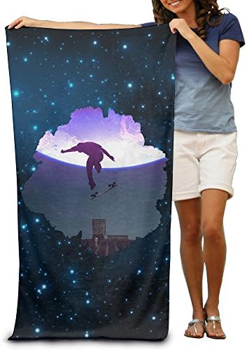 Skateboard Moon Rooftop Adults Cotton Beach Towel 31 X 51-Inch