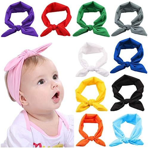 Yfstyle Baby Headbands 12 Pcs Rabbit Ear Knot Hairbands Elastic Soft Headband for Newborn Toddler Girls