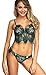 The Victory of Cupid Women 2-Pc Floral Lace Underwear Lingerie Straps Bralette And Panty Set (L, Dark green)
