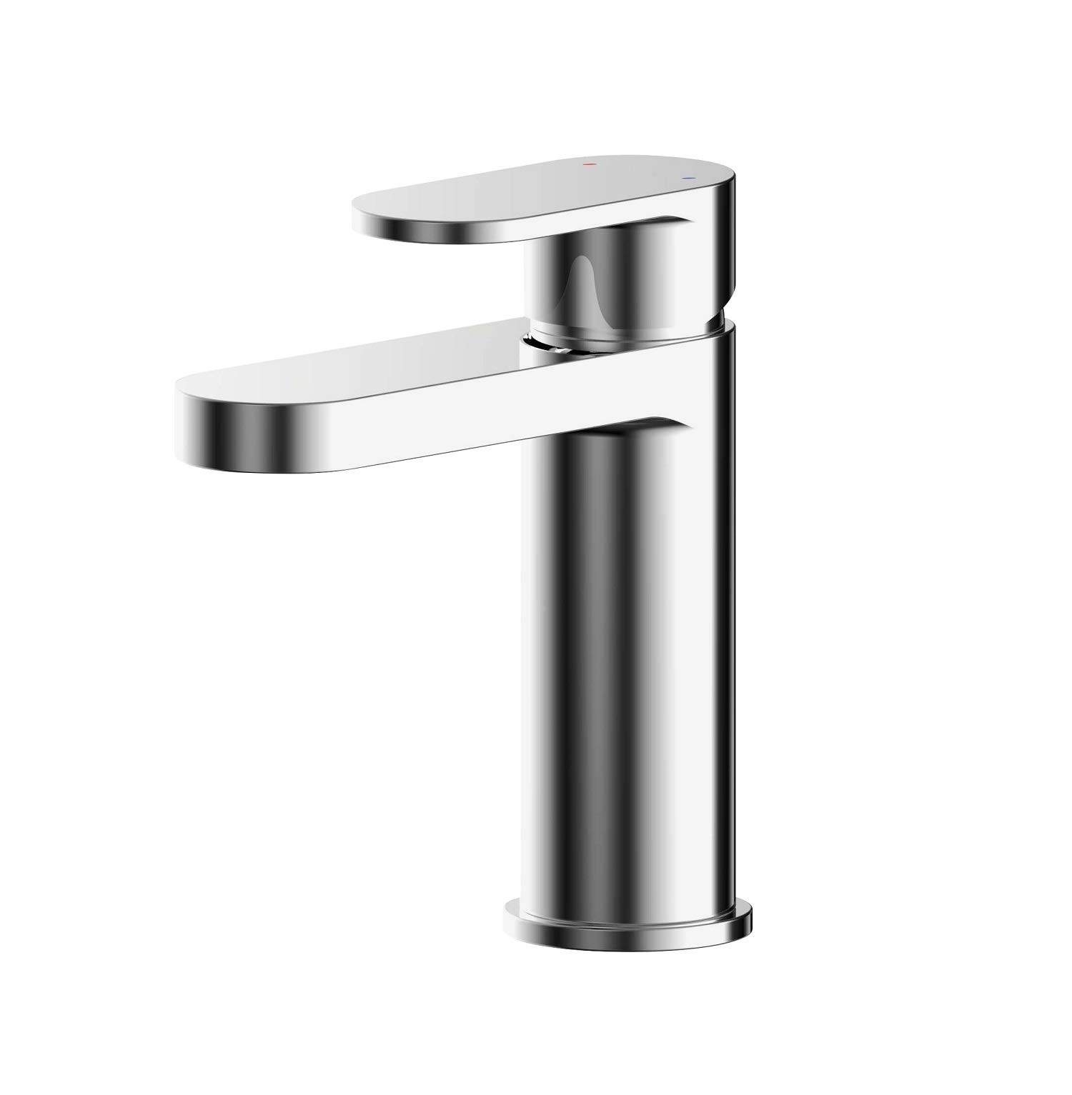 nuie BIN305 Binsey | Modern Bathroom Round Mono Basin Mixer Tap with Lever Handle and Push Button Waste, 160mm, Chrome