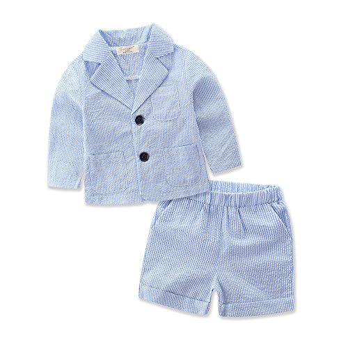 baby Gentleman suit long sleeved boys girls jacket + Shorts 2 pc set clothes Unisex