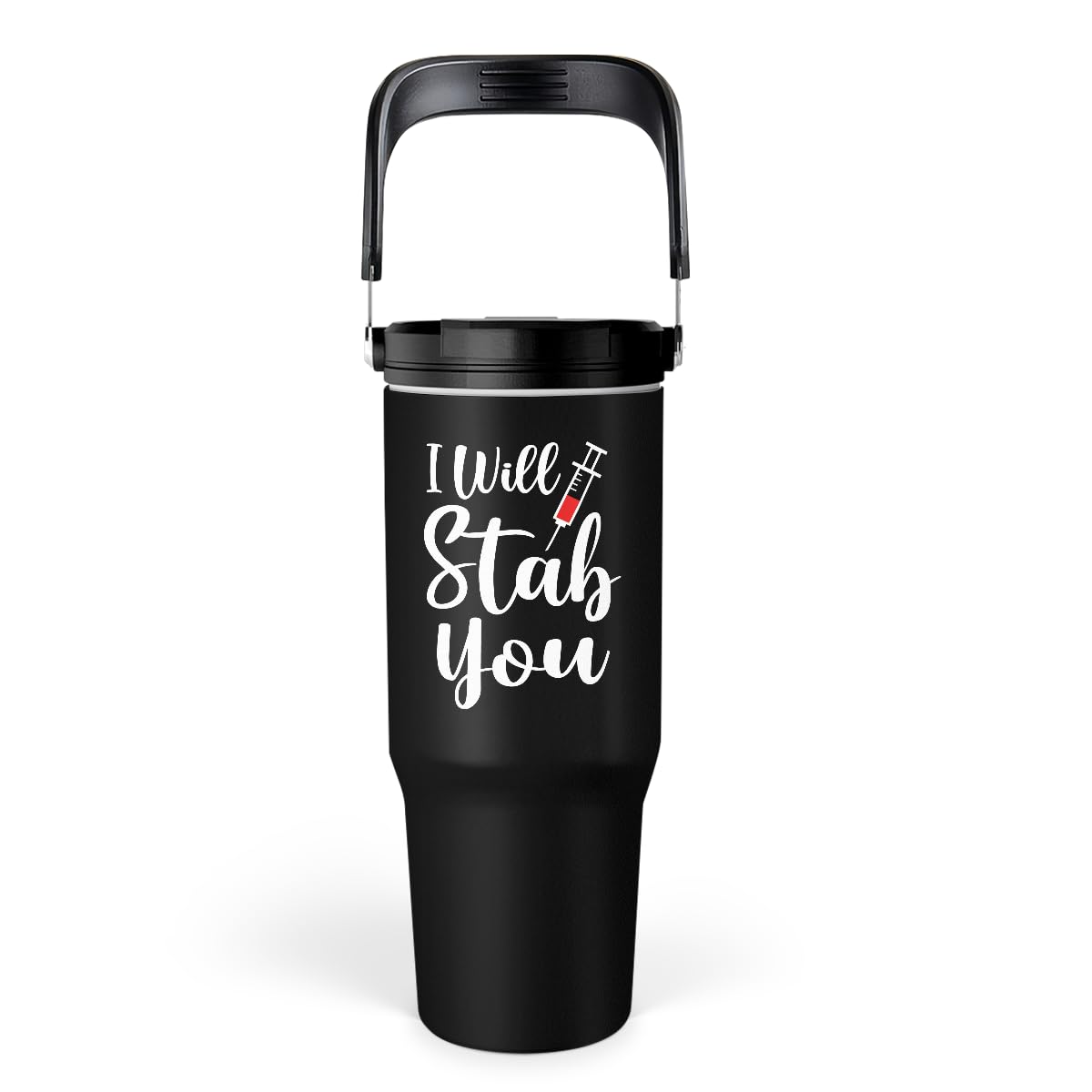 Photo 1 of SANDJEST Nurse Gifts for Women, I Will Stab You Nurses Tumbler with Handle 30oz Flip Straw Stainless Steel Coffee Travel Cup, Nurse Appreciation Gifts for Birthday Christmas Nurse Week Graduation