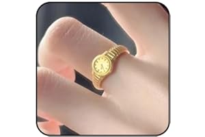 Rrdaily Vintage Gold Lover Finger Watch Rings for Women,Personalized Punk Gothic Adjustable Watch Ring Lover Friend Jewelry Gifts