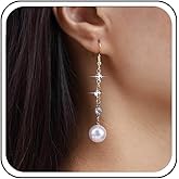 Yheakne Vintage Crystal Pearl Drop Earrings Gold Pearl Dangle Earrings Earrings Long Tennis Chain Earrings Rhinestone Crystal Chandelier Earrings Jewelry for Women