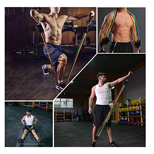 VOKUA-11-pcs-Resistance-Bands-Set-Strength-Training-Equipment-and-Exercise-Fitness-Accessories-for-Gym-TrainingYoga-Metal-Foot-Ring-Carrying-Case-Home-Workouts