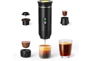Portable Coffee Maker for Travel,Self-Heating Espresso Machine with USB-C,LED Display,20 Bar,Compatible with Coffee Grounds&C