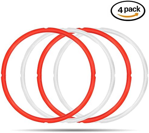 Instant Pot Silicone Sealing Ring for 7 or 8 Quart Models,Sweet and Savory Edition,BPA Free,Food Safe Silicone (4 Pack, White&amp;Red)