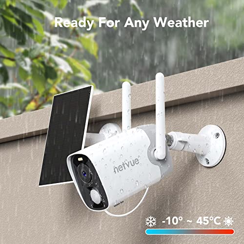 NETVUE Camara Vigilancia WiFi Exterior Batería con Solar, 1080P Camaras de Seguridad Interior, Detección de Movimiento PIR, Visión Nocturna Color, Audio Bidireccional, Cámara sin Cables con Sirena